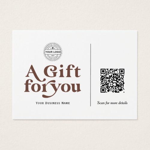 Modern Trendy Brown Typography QR code Gift card