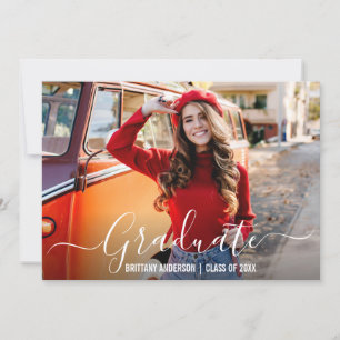 Modern Trendy Calligraphy Photo Graduation Announcement