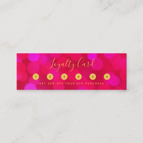 Modern Trendy Calligraphy Pink Bokeh Lights Loyalty Card