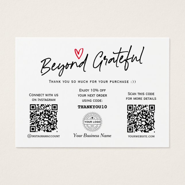 Modern Trendy Calligraphy QR code Gift certificate (Front)