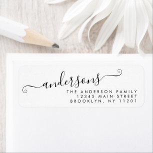 Modern Trendy Calligraphy Script Black Last Name Label