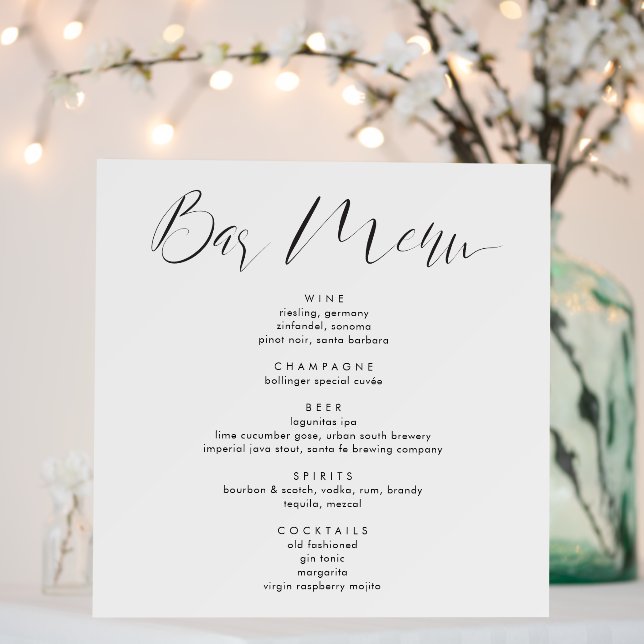 Modern Trendy Calligraphy Script Wedding Bar Sign (In Situ (Wedding))
