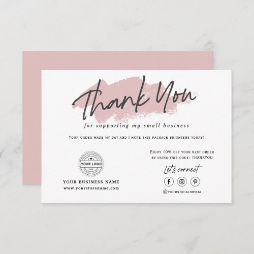 Modern trendy calligraphy small business thank you card