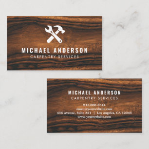 Modern Trendy Carpentry Service and Handyman Wood  Business Card