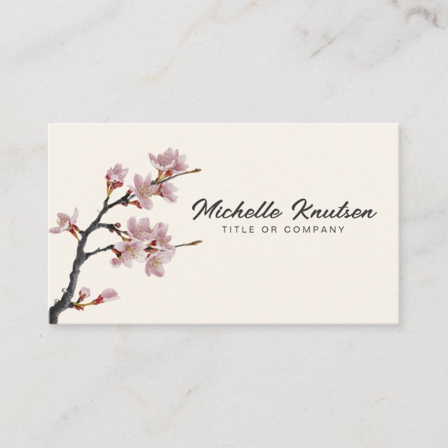 Modern Trendy Cherry Blossom Tree Branch           Business Card (Front)