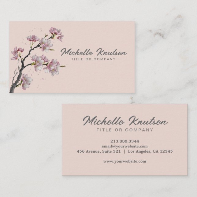 Modern Trendy Cherry Blossom Tree Branch           Business Card (Front/Back)
