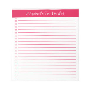 Modern Trendy Cherry Red One Column Checklist Notepad