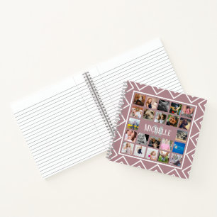 Modern Trendy Chevrons Family Photos Monogram Notebook