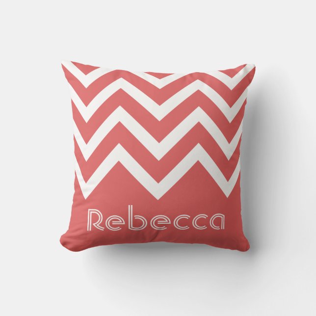 Modern Trendy Chevrons Personalized Throw Pillow (Front)