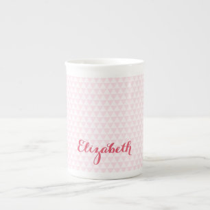 Modern Trendy Chic Elegant Custom Name Girly Pink Bone China Mug