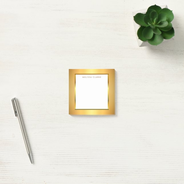 Modern trendy chic gold monogram name post-it notes (Office)