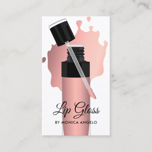 Modern Trendy Chic Rose Gold Lip Gloss Drips Business Card