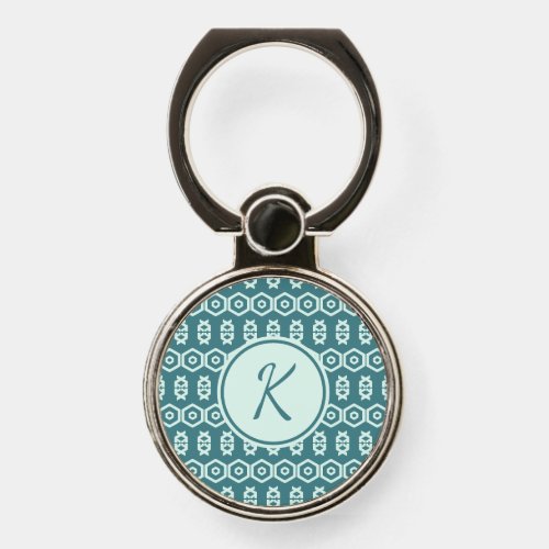 Modern Trendy Chic Teal Blue Monogrammed Initial Phone Ring Stand