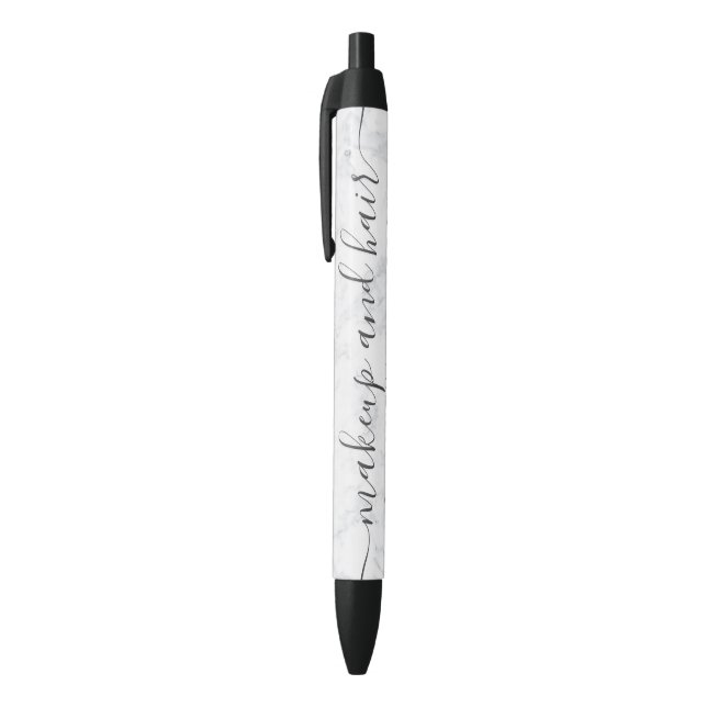 Modern trendy chic white marble ombre makeup name pen (Top (Vertical))