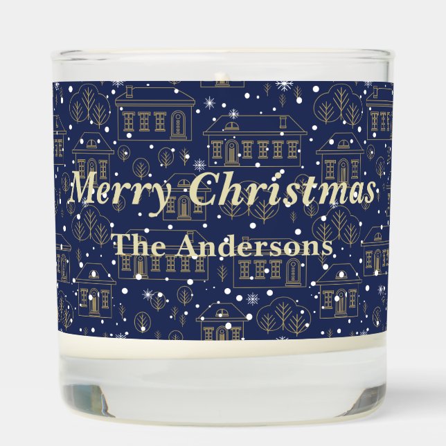 Modern Trendy Christmas | Blue Gold Village Scented Candle (Right)
