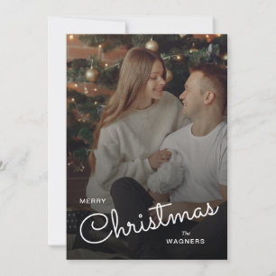 Modern Trendy Christmas Couple Photo Holiday Card