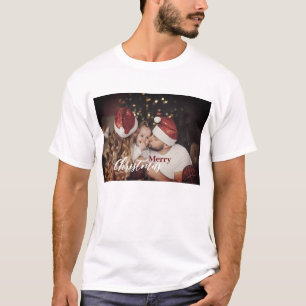 Modern Trendy Christmas  Dark Dusky Family Photo  T-Shirt