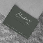 Modern Trendy Christmas | Forest Green Dark Dusky Envelope<br><div class="desc">A trendy stylish holiday envelope with modern and handwritten script typography in white on a deep smoky green gray color. The name and address can be easily customized for a personal touch. A simple,  minimalist and contemporary christmas design to stand out this holiday season!</div>