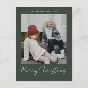 Modern Trendy Christmas Forest Green Dark Dusky Postcard