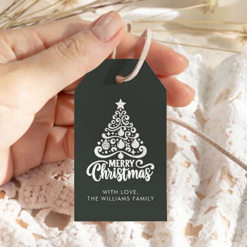 Modern Trendy Christmas Forest Green Holiday Favor Gift Tags