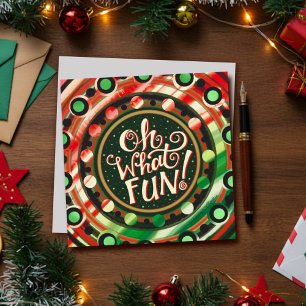 Modern Trendy Christmas Oh What Fun Quote Holiday Card