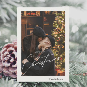 Modern Trendy Christmas    Romantic Couple Photo  Thank You Card