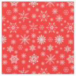 Modern trendy Christmas snowflakes pattern red  Fabric