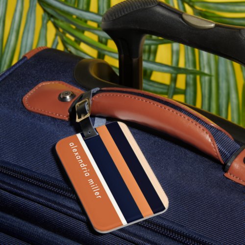 Modern Trendy Color Block Stripes Luggage Tag