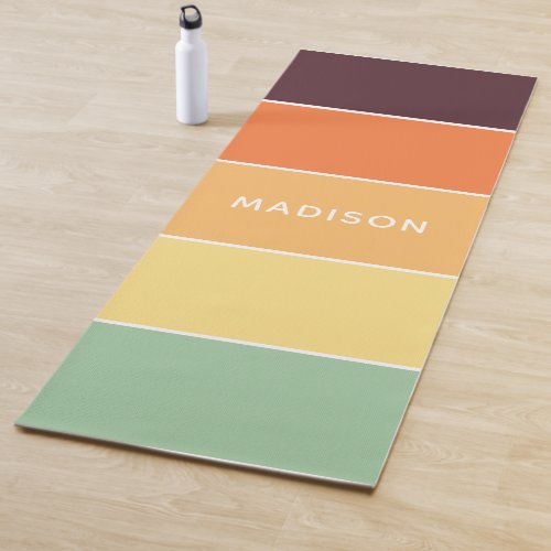 Modern Trendy Colorblock Personalized Name Yoga Mat