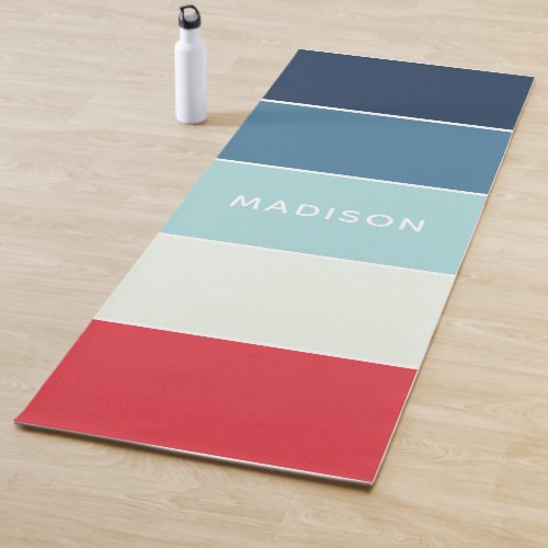 Modern Trendy Colorblock Personalized Name Yoga Mat