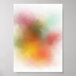 Modern Trendy Colorful Abstract Art Red Yellow Poster