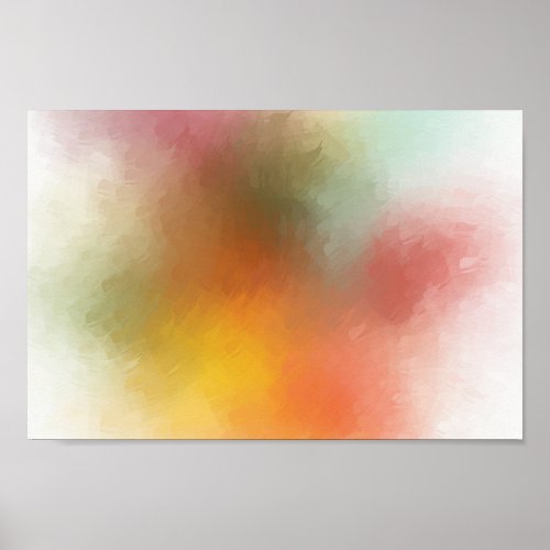 Modern Trendy Colorful Abstract Art Red Yellow Poster