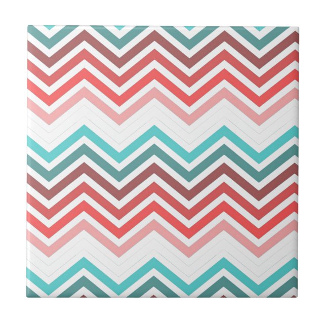 Modern, trendy, colorful chevron zigzag tile (Front)