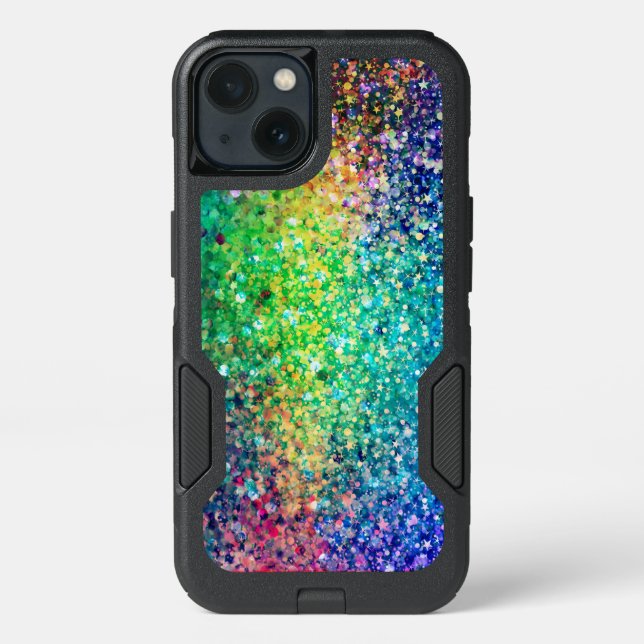 Modern Trendy Colorful Glitter Otterbox iPhone Case (Back)