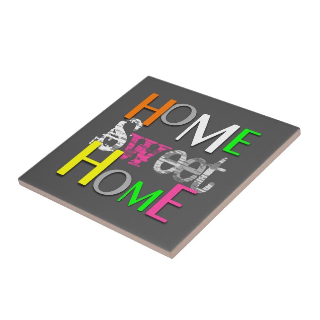 Modern Trendy Colorful Home Sweet Home Ceramic Tile (Side)