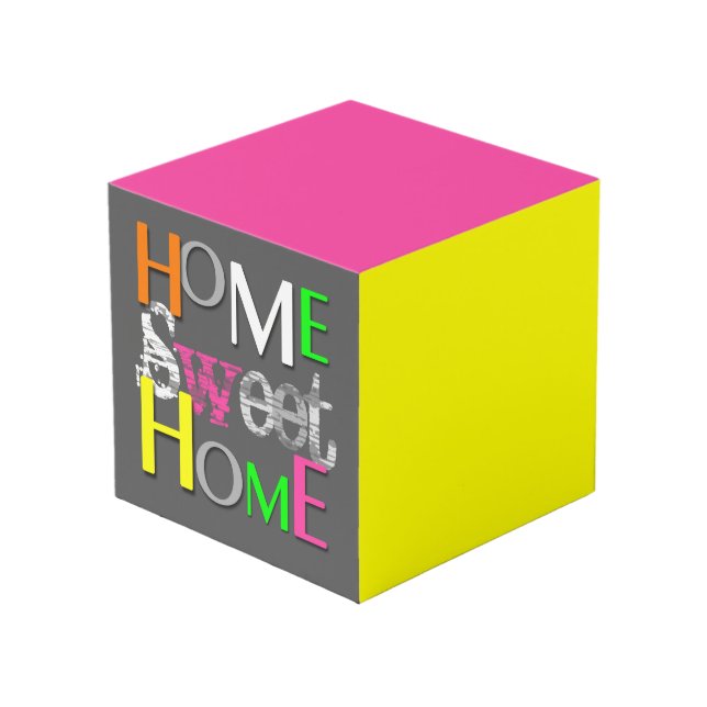 Modern Trendy Colorful Home Sweet Home Cube (Front Angled)