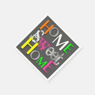 Modern Trendy Colorful Home Sweet Home Paper Napkins