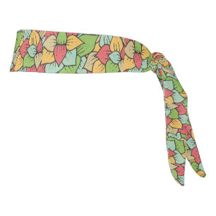 Modern trendy colorful pattern floral pink green tie headband