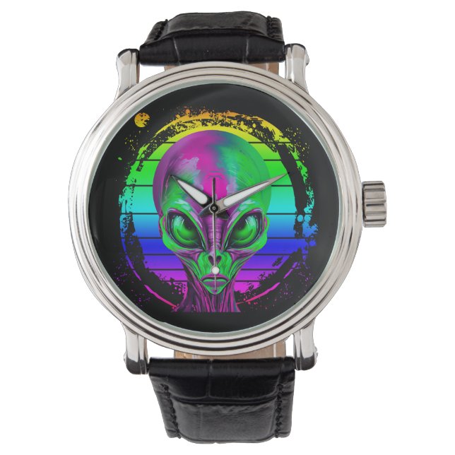 Modern Trendy Colorful Rainbow Alien Watch (Front)