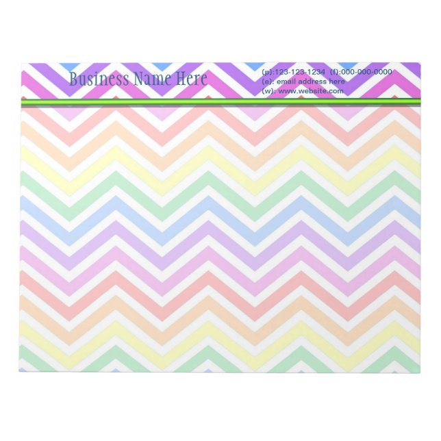 modern, trendy colorful rainbow chevron zigzag notepad (Front)