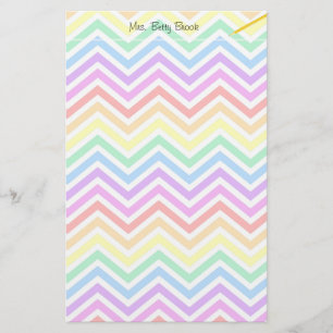 modern, trendy colorful rainbow chevron zigzag stationery