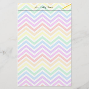 modern, trendy colorful rainbow chevron zigzag stationery