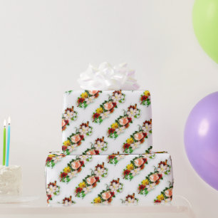 Modern Trendy Colorful Roses Flowers Gift Wrapping Paper
