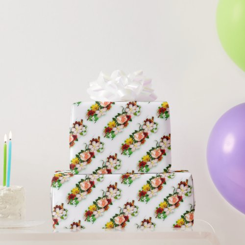 Modern Trendy Colorful Roses Flowers Gift Wrapping Paper
