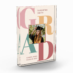 Modern Trendy Colorful Script Graduation Photo Block