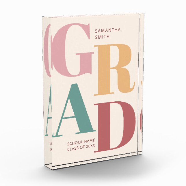 Modern Trendy Colorful Script Graduation Photo Block (Left)