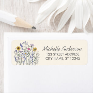 Modern Trendy Colorful Wildflower Return Address Label