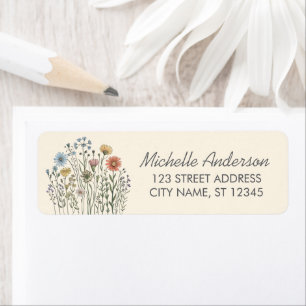 Modern Trendy Colorful Wildflower Return Address Label