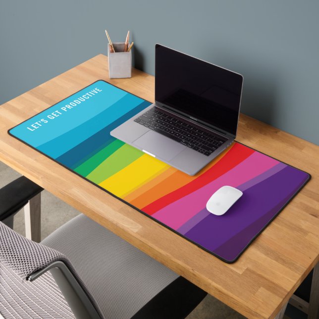 MODERN TRENDY colourful organic abstract rainbow  Desk Mat (Office 2)