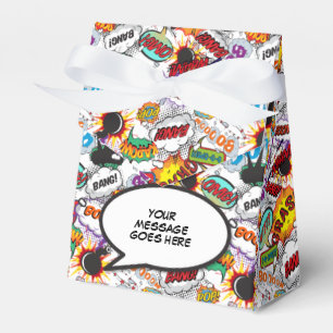 Modern Trendy Comic Book Fun Personalized Favor Boxes